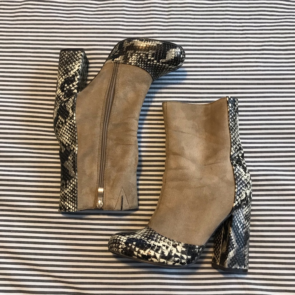 ASOS Snake Print & Tan Suede Mid Boot